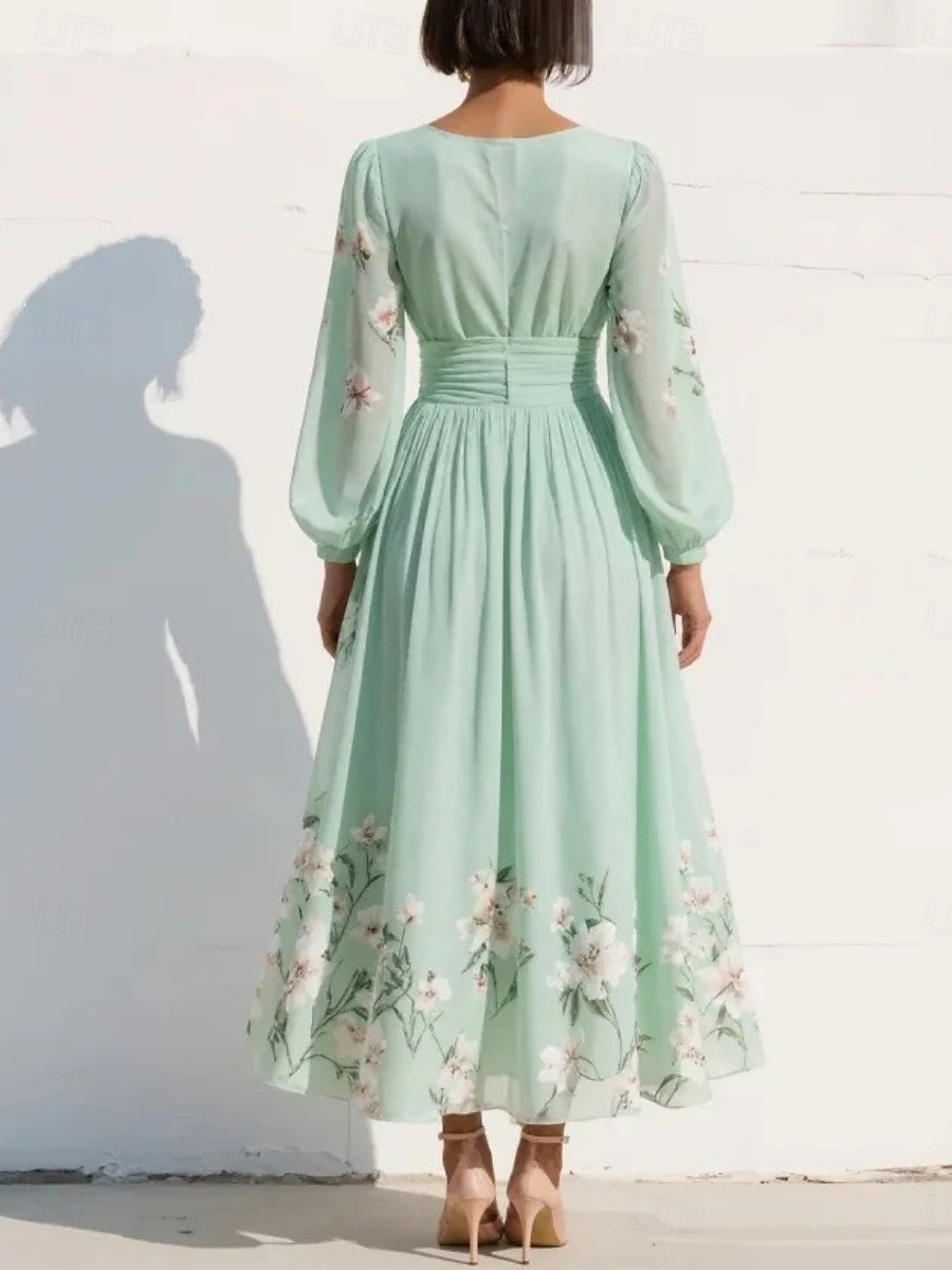 Γυναικεία Μακρύ φόρεμα Φορέματα σιφόν Floral φόρεμα Φόρεμα εκτύπωσης Κομψό Μοντέρνα ΕΞΩΤΕΡΙΚΟΥ ΧΩΡΟΥ Διακοπές Αργίες Κανονικό Φλοράλ Μακρυμάνικο Λαιμόκοψη V 2026 - $51.99 –P8