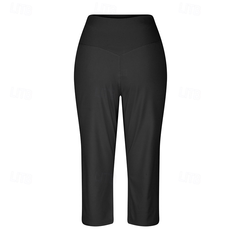 Women's Wide Leg Chinos Vacation Classic Style Basic Capris High Waist Plain Pocket Comfy Comfort Soft Stretchy Casual Gym Yoga Apricot Black White Army Green Spring Regular Fit 2026 - $8.49 –P13