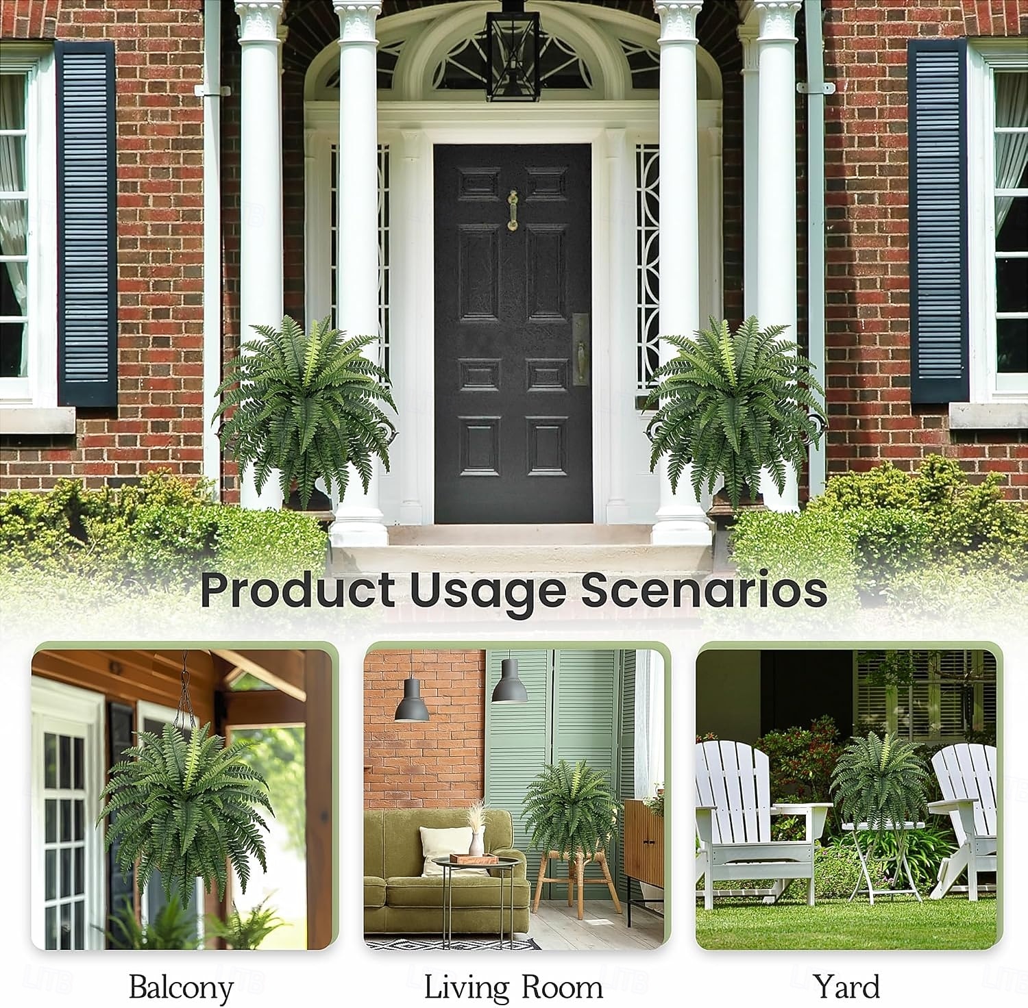 Cespuglio artificiale di felce di Boston da 89 cm, grande, resistente ai raggi UV, dall'aspetto realistico, con 38 fronde naturali, ideale per decorazioni interne ed esterne, patio, veranda, giardino, matrimoni e ufficio. del 2026 a $29.99 –P7