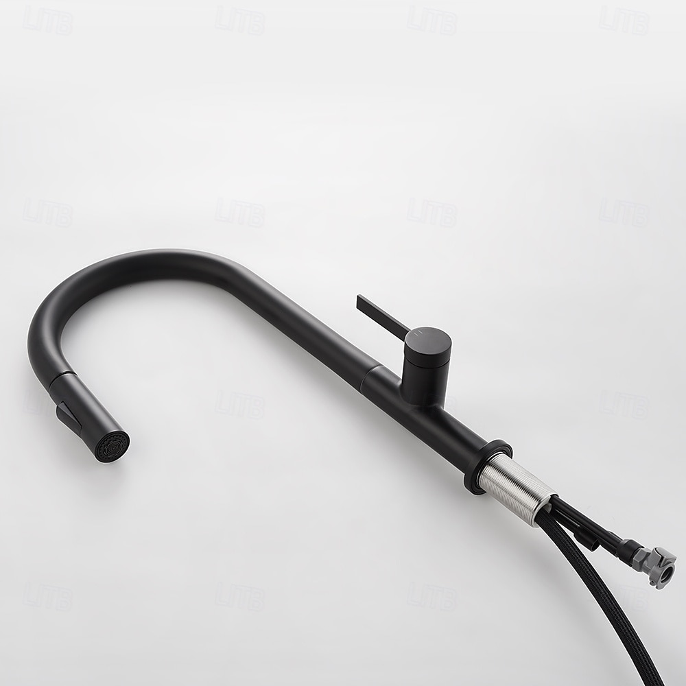 Кухонный смеситель с выдвижным распылителем, однорычажный смеситель с высоким изливом для мойки, прочная латунная конструкция, двухфункциональная распылительная головка, простая установка. 2026 - $216.99 –P11