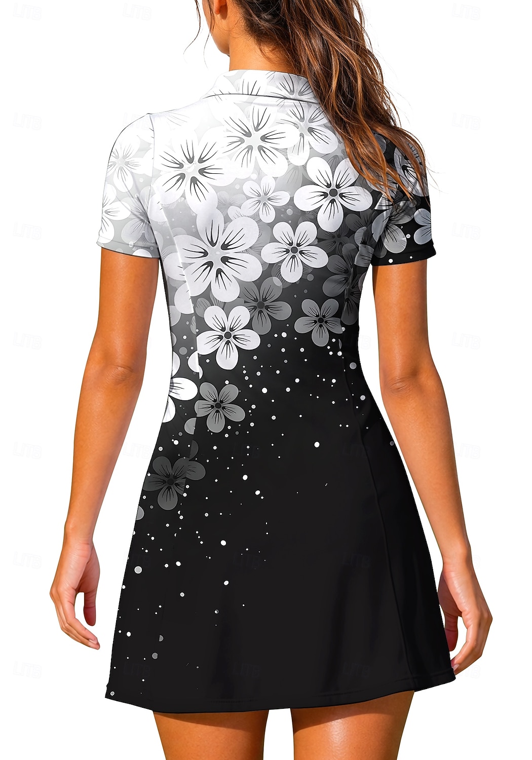 Per donna Sfumatura Floreale Abito da tennis Abito sportivo Manica Corta Floreale Stampato Traspirante Tennis Golf Badminton Colletto Colletto Polo Vestito Nero con Bianco Abbigliamento da tennis del 2026 a $27.99 –P3