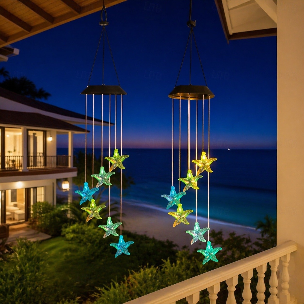 2 luces solares impermeables para exteriores con forma de estrella de mar, ideales para jardines, patios, porches y balcones. Iluminación LED ambiental decorativa para exteriores. &regalo de 2026 - $26.99 –P4