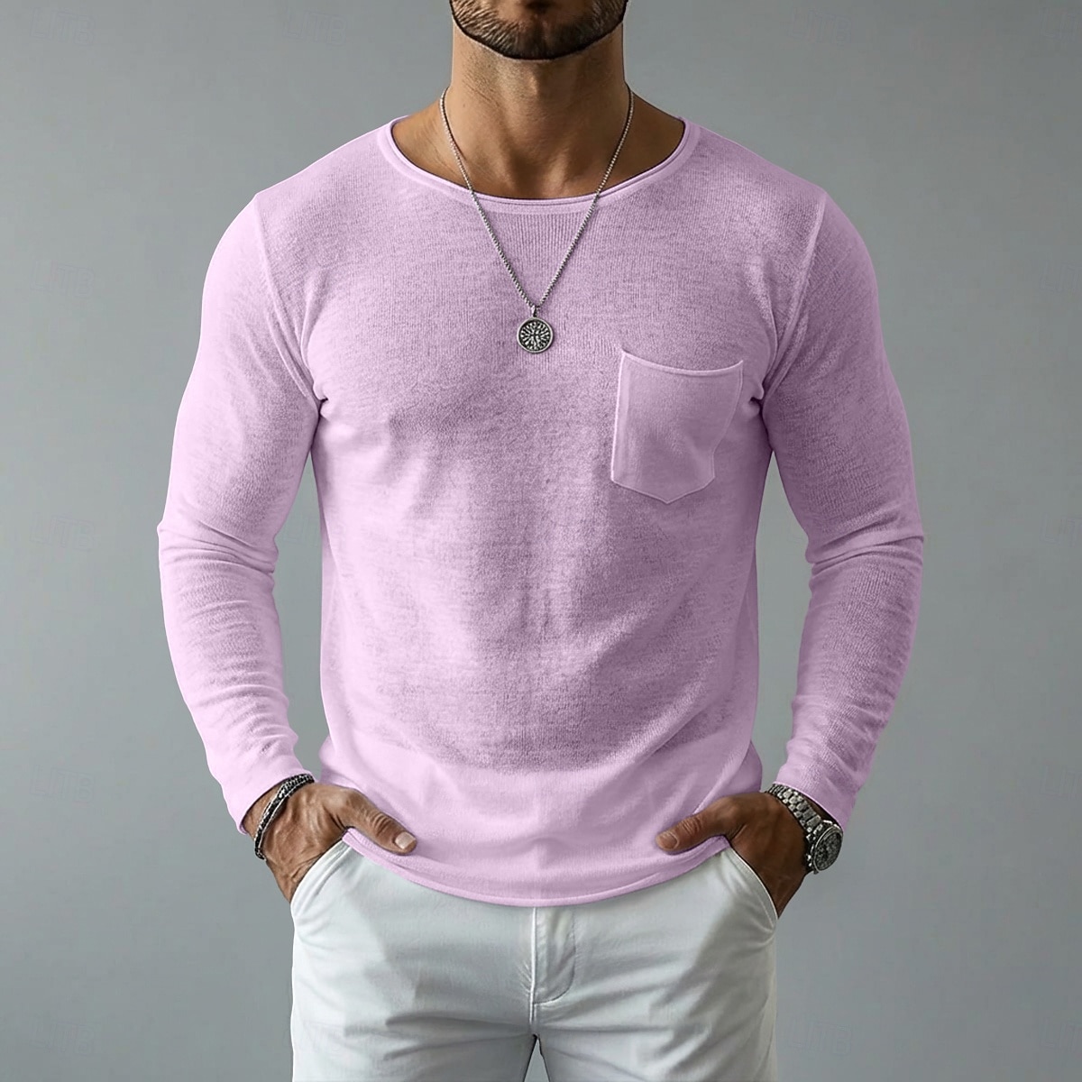 Per uomo Maglietta in lino Manica Lunga A barca Primavera & Estate Estate Primavera Tinta unica Semplice Vintage Stile Boho Casual Tasca Puro Casuale Vacanza Streetwear Blu Nero Bianco Maglietta Top del 2026 a $20.99 –P9