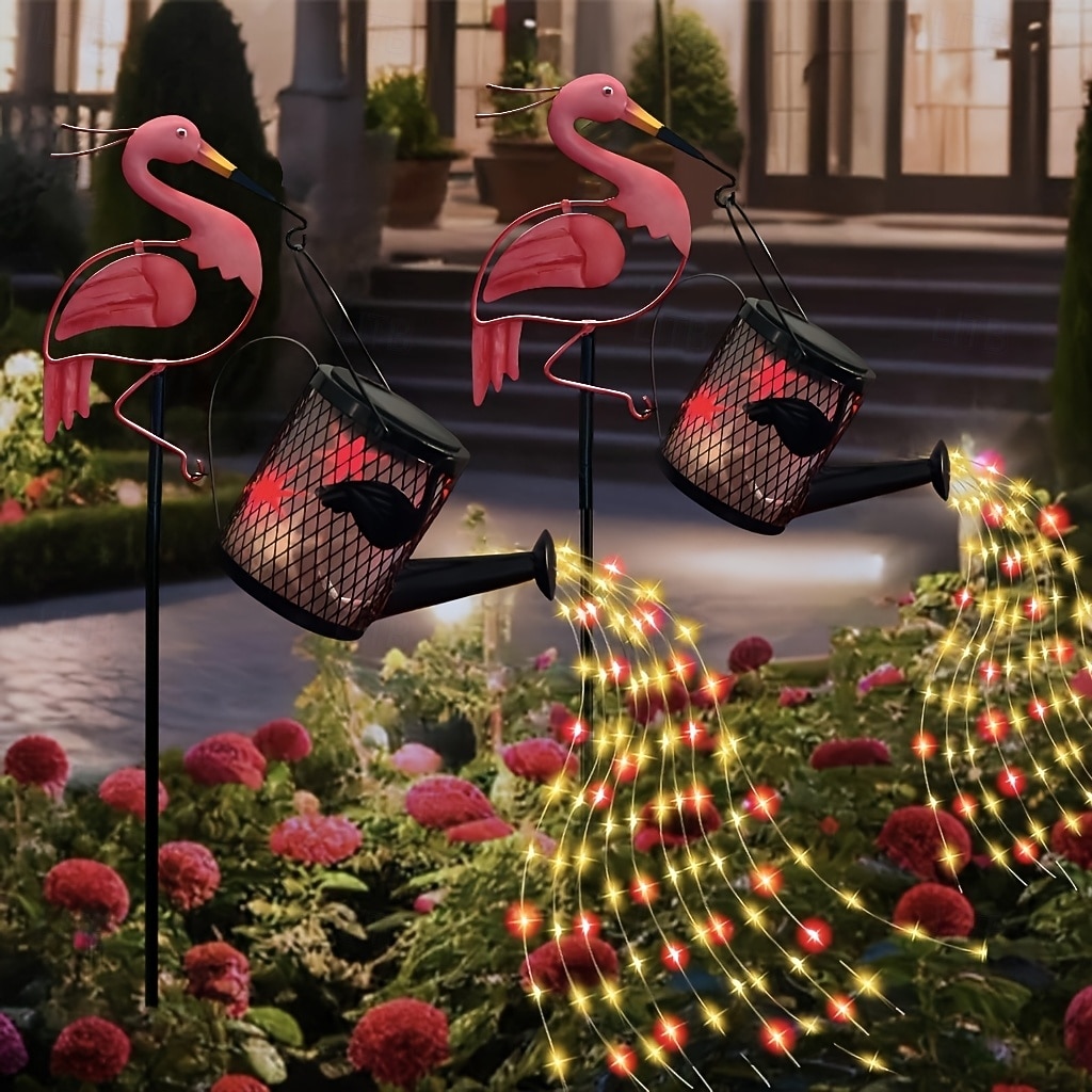 Arrosoir flamant rose solaire étanche en fer, lampe LED à effet fluide, lampe décorative à piquer pour jardin, cour, allée, pelouse, terrasse – éclairage paysager d'ambiance estival de 2026 ? $23.99 –P4