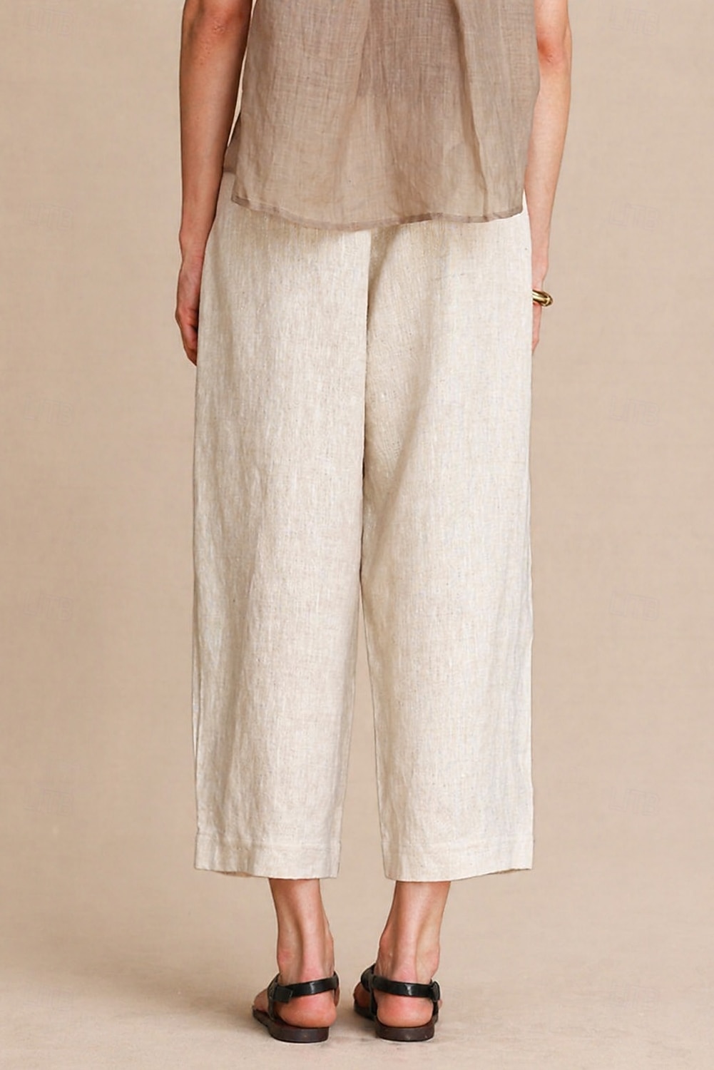 Women's 100% Linen Vacation Basic Ankle-Length Mid Waist Plain Breathable Inelastic Daily Flaxen gray-green White Spring Loose Fit 2026 - $74.99 –P9