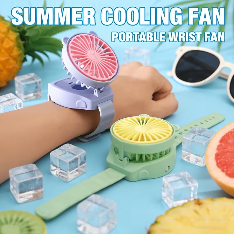 Přenosný náramkový ventilátor pro děti, nositelný osobní ventilátor s hodinkami pro dívky a chlapce, USB dobíjecí mini ventilátor s nastavitelným úhlem, malý hands-free ventilátor do školy, na cesty, 2026 - $16.99 –P2