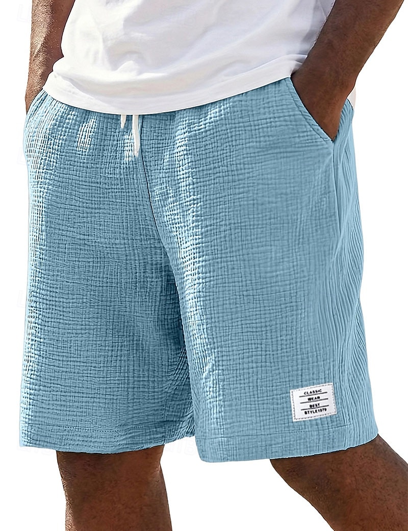 Voor heren Korte broek Linnen korte broek Zomer korte broeken Strandshorts Trekkoord Elastische taille Effen Comfort Ademend Knielengte Dagelijks Buiten Feestdagen Vakantie Modieus blauw Zwart 2026 - $25.99 –P6