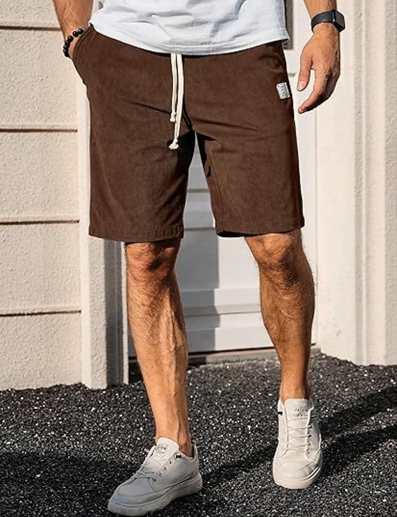 Per uomo Shorts Shorts da Spiaggia Pantaloncini casual Pantaloncini di velluto a coste Tasca Elastico in vita Semplice Comodità Traspirante Lunghezza al ginocchio All'aperto Spiaggia Vacanza Vacanza del 2026 a $21.99 –P9