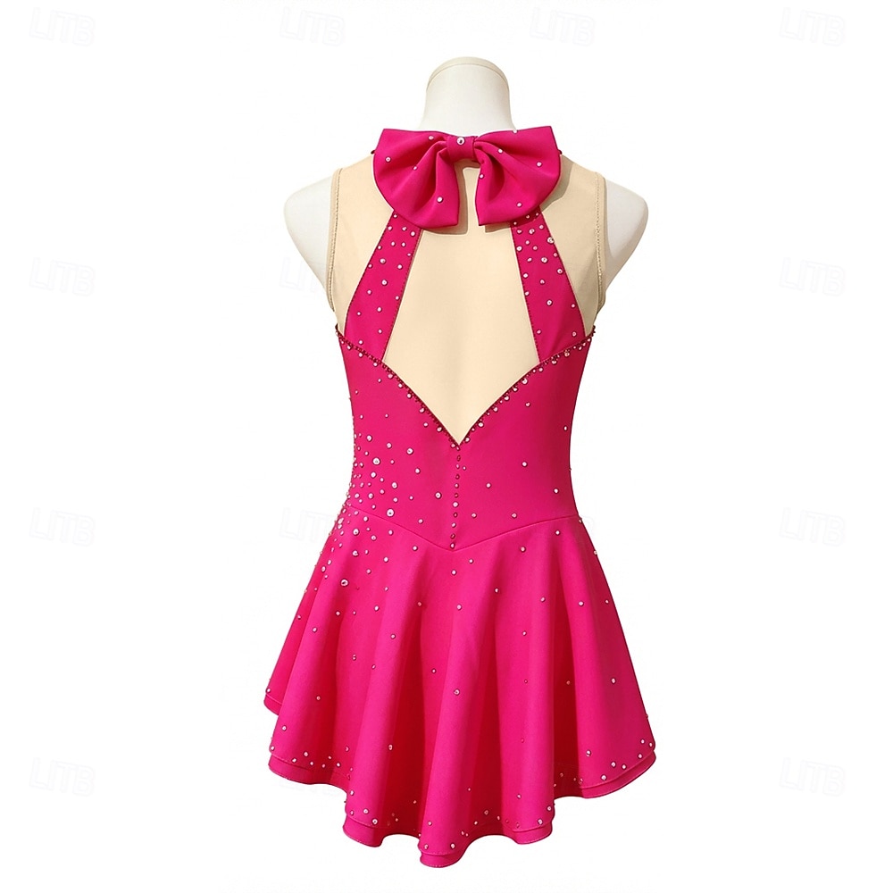 Eiskunstlaufkleid Damen Eislaufen Kleid Rot Patchwork Asymmetrischer Saum Dehnbar Training Wettbewerb Eiskunstlaufkleidung Klassisch Kristall / Strass Ärmellos Eislaufen Eiskundstlauf 2026 - $305.39 –P2