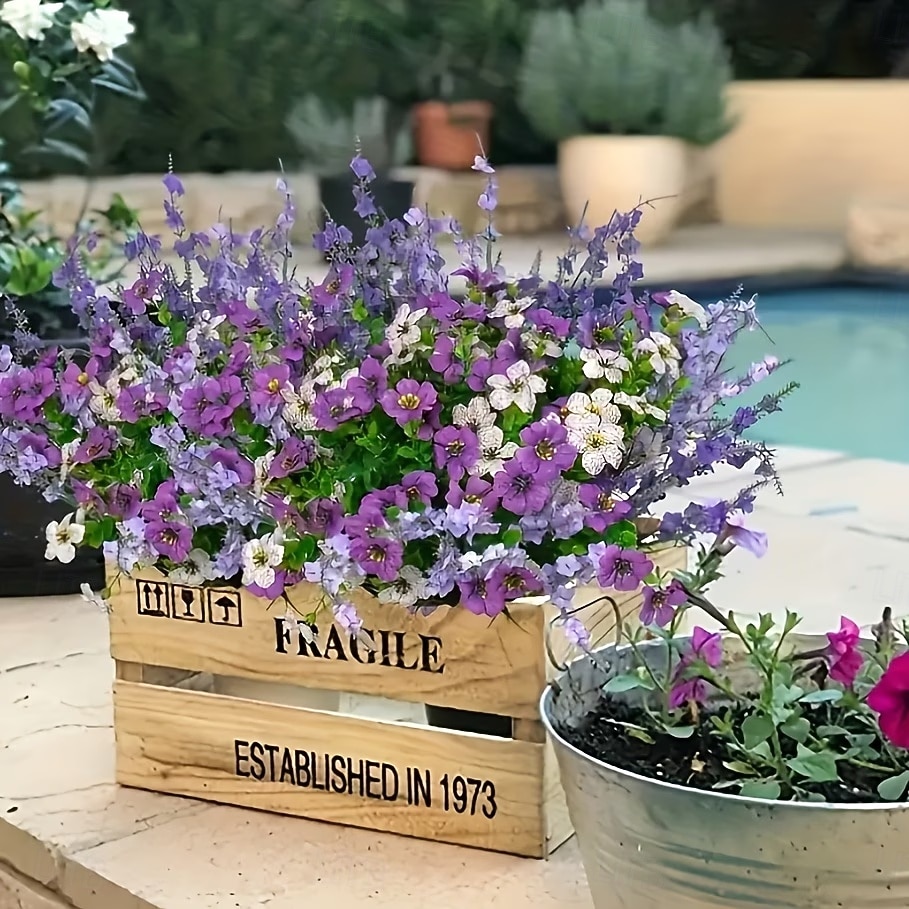 30 künstliche Blumenarrangements in Lila und Weiß mit Lavendel, Veilchen, Perserfarn und Eukalyptus, realistische, farbechte Seidenblumen für Garten, Zuhause, Hochzeit, Party, Balkon und Terrasse 2026 - $25.99 –P2