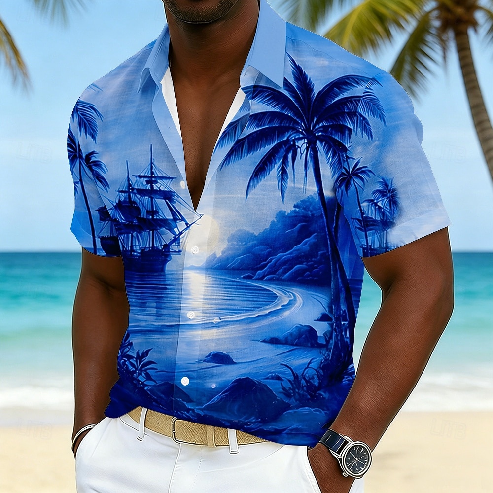 Herren Kokospalme Natur & Landschaft Tropische Pflanzen Sommer Hawaiihemd Tropische Hemden Alohahemd Kurzarm Hawaiianisch Strandurlaub Sommer Frühling Umlegekragen 3D-Druck Hemden mit Knopfleiste 2026 - $25.99 –P2