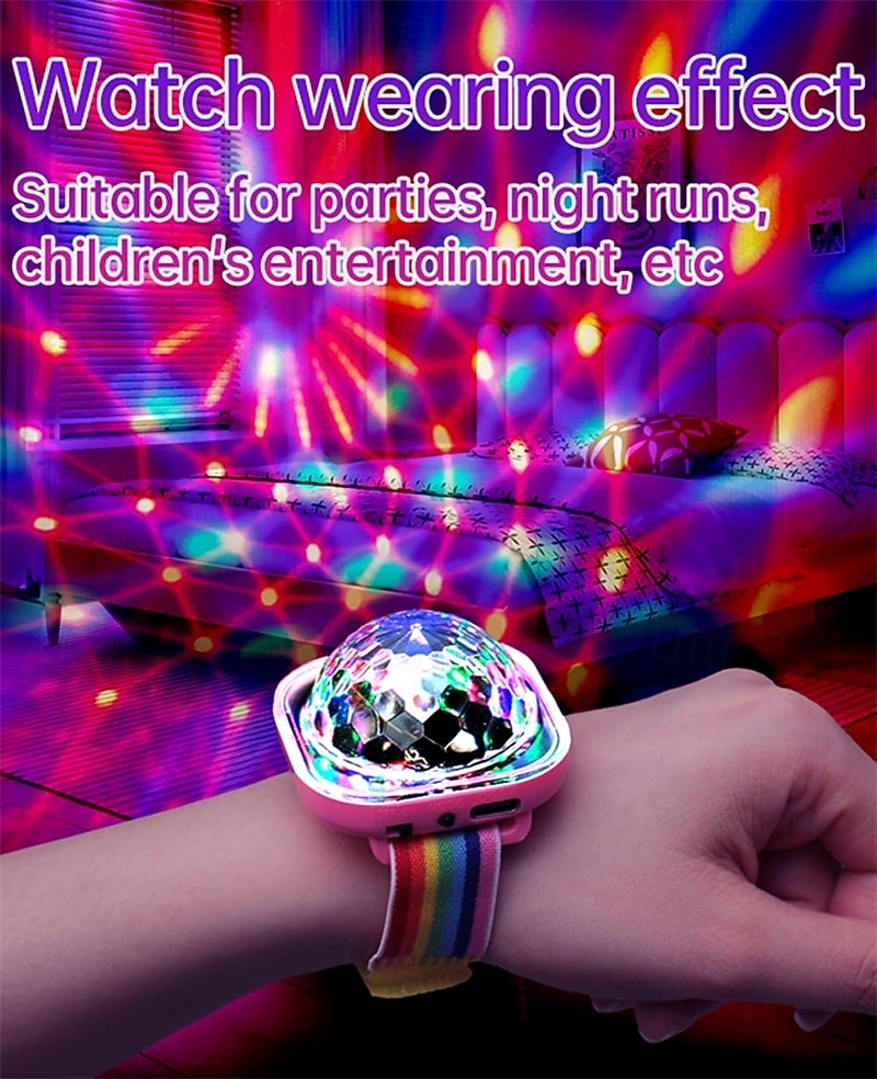 Mini bola de discoteca com luz ativada por som, luzes de festa LED RGB portáteis com USB e pulseira. &Ventosa para carro infantil, DJ rave, luz de humor que muda de cor, presente ideal para de 2026 por $18.99 –P5