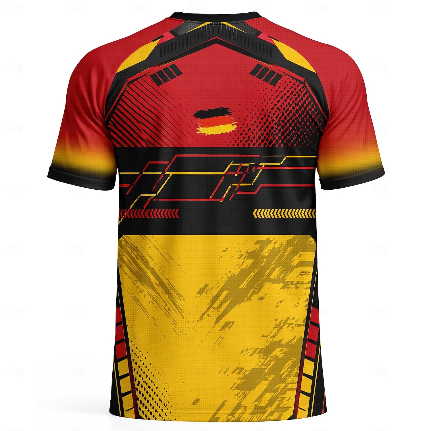 Camiseta de futebol masculina estilo alemão, com estampa geométrica, ideal para o verão, manga curta, proteção solar UPF 50, secagem rápida, tecido de malha respirável, modelo 2026, perfeita para de 2026 por $18.99 –P3