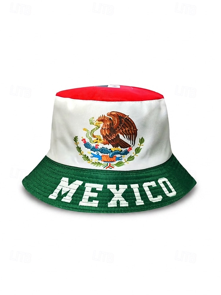 Chapéu bucket masculino reversível em poliéster, estampa da bandeira do México, chapéu leve para torcedores de futebol, ideal para dias de jogo, esportes casuais e atividades ao ar livre. de 2026 por $11.99 –P3