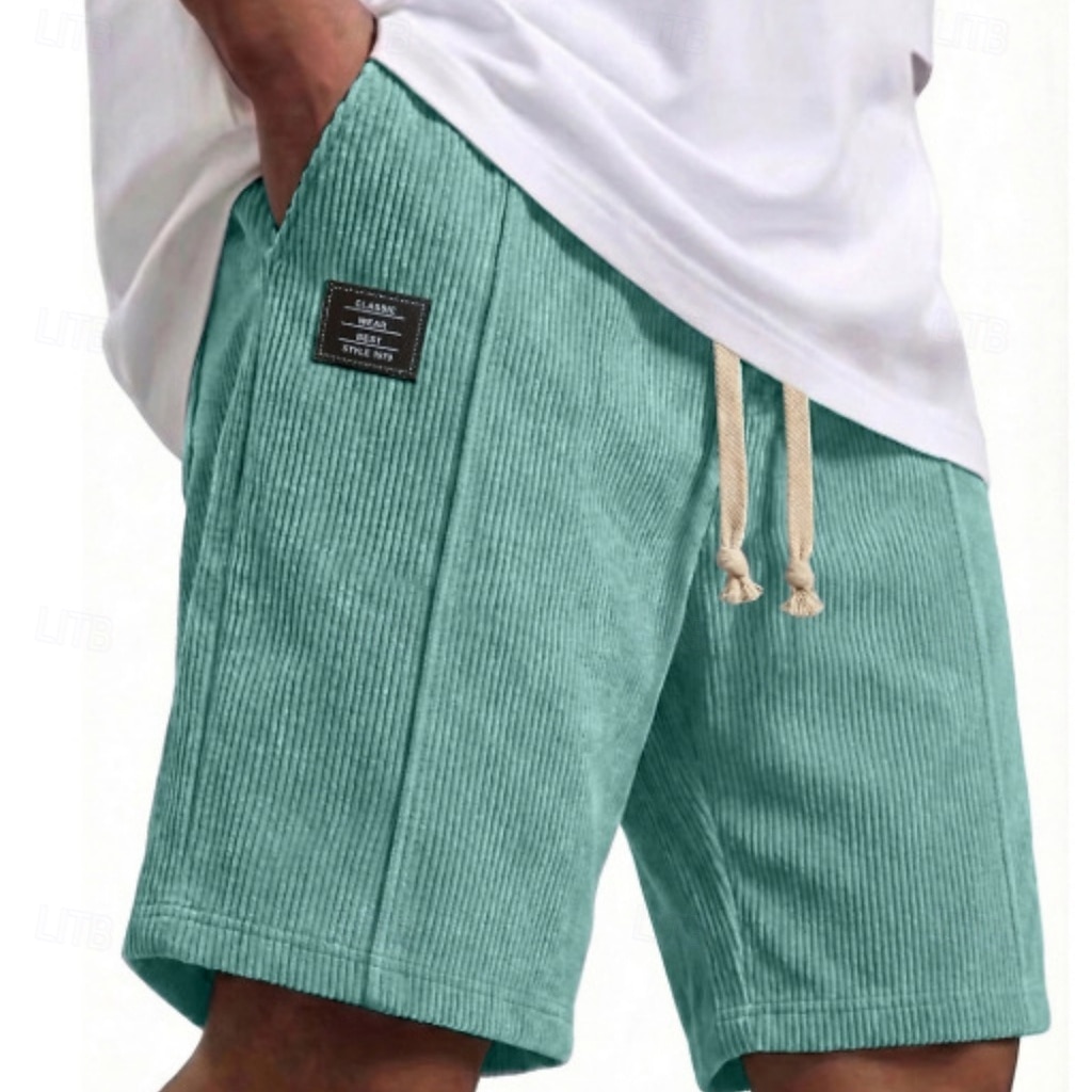 Hombre Pantalón corto Pantalones cortos de verano Pantalones cortos casuales Pantalones cortos de pana Bolsillo Cintura elástica Plano Comodidad Transpirable Longitud de la rodilla Exterior Playa 2026 - $21.99 –P10