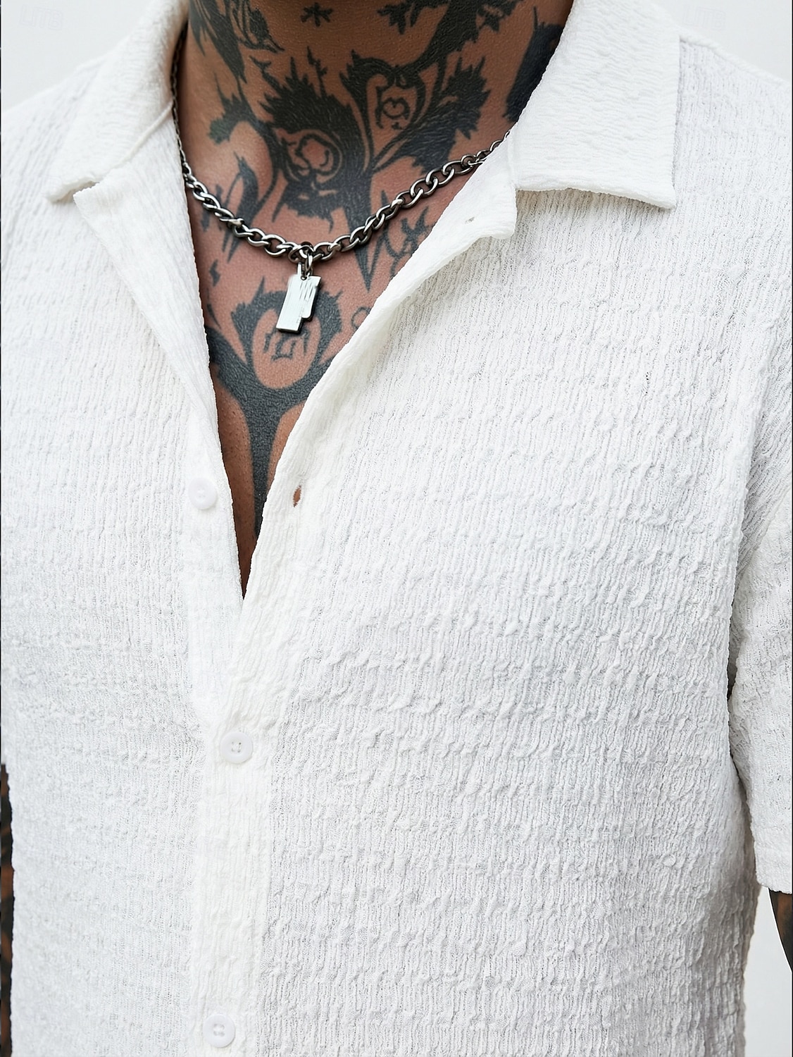 Men's Shirt Texture Button Down Shirt Seersucker Shirt Jacquard Shirt White Short Sleeve Geometric Cuban Collar Casual Daily Jacquard Clothing Apparel Streetwear Casual 2026 - $21.99 –P2