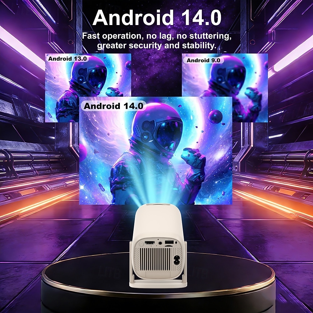 Smart Projector with Android 14, WiFi 6, BT 5.2, 180° Rotating Portable Projector, 8K Decoding, 200 ANSI Lumens, Movie Projector for Home, Outdoor, TV Stick, iOS, Android, Allwinner H723 Chip 2026 - $86.99 –P10