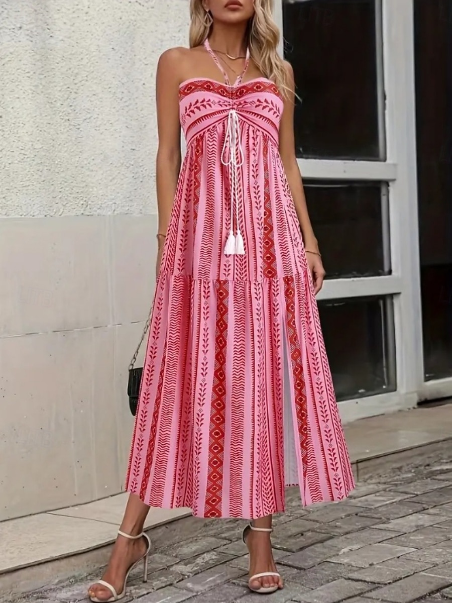 Women's Midi Dress Boho Dress Sundress Casual Dress Slip Dress Elegant Fashion Modern Outdoor Vacation Going out Regular Fit Plain Sleeveless Strapless Blue White Pink Summer Spring 2026 - $32.99 –P4