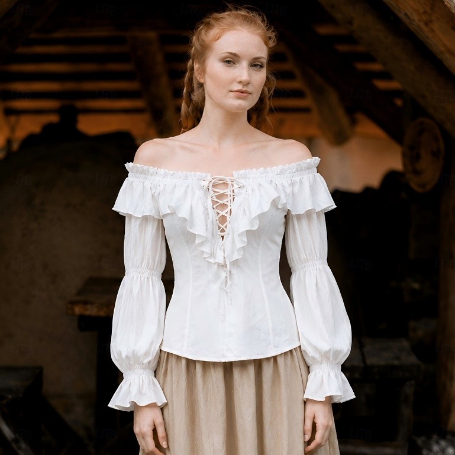 Médiéval Renaissance Blouse / Chemise Manches longues Pirate Viking Épaules Dénudées Déguisement Femmes Pirate Fantaisie Halloween Carnaval Performance LARP Foire de la Renaissance Adulte Chemisier de 2026 ? $33.99 –P7