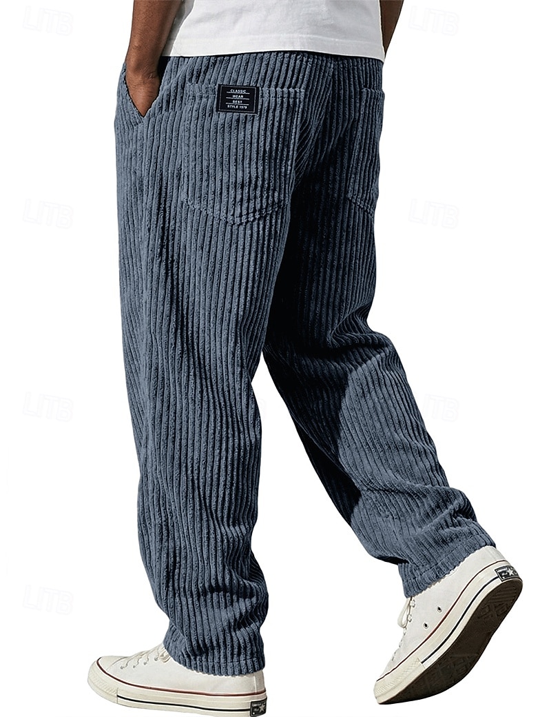 Bărbați Pantaloni Pantaloni Corduroy Pantaloni de iarnă Pantaloni casual Pantaloni largi Cordon Picior drept Culoare solidă Confort Απαλό Lungime totală Casual Zilnic În aer liber Modă Stil Clasic 2026 - $29.99 –P4