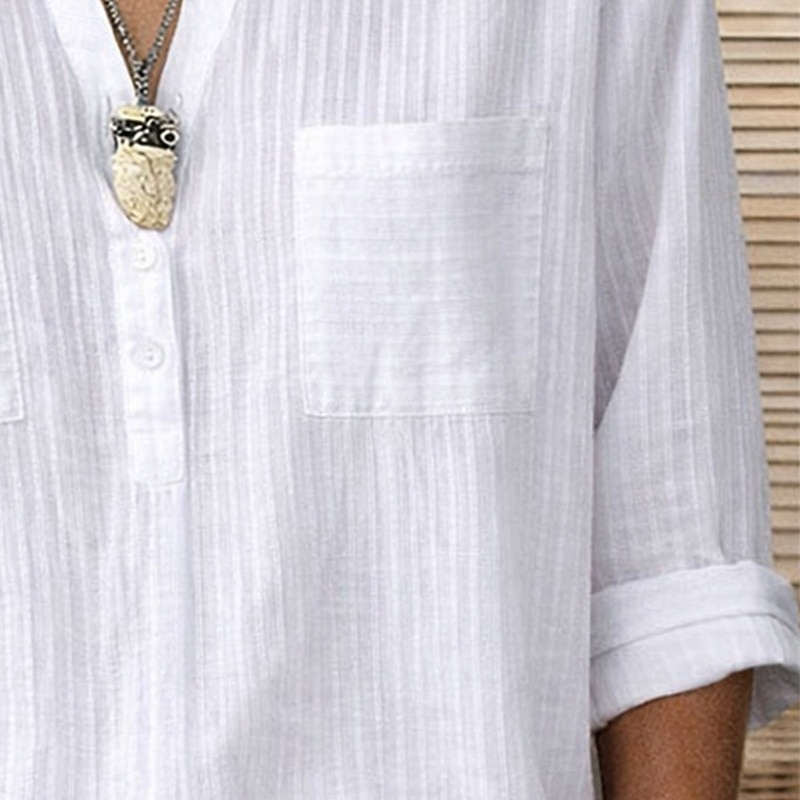 Damen 100% Baumwolle Hemd Popover Hemd Sommerhemd Shirt Einfarbig Schlicht Urlaub Mode Lässig Langarm Rundhals Lange Tops Streetwear Strand Feiertag Weiß Sommer Frühling Herbst 2026 - $27.99 –P3