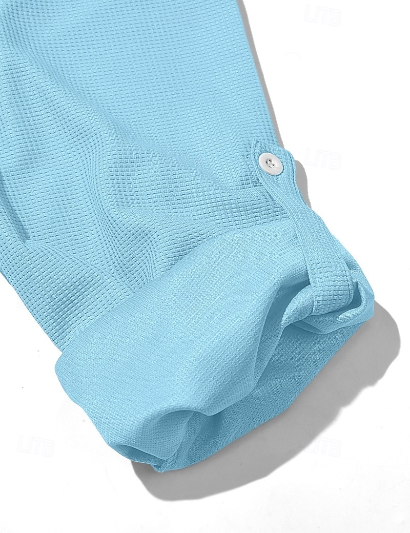 Herren T Shirt Waffel-Henley-Hemd Henley Hemd Langarmshirt Langarm Henley Sommer Frühling Einfach Mode Streetwear Freizeit Knöpfe Lässig Täglich Urlaub Blau Schwarz Weiß Top T-Shirt für Herren 2026 - $24.99 –P10