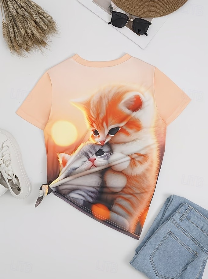Pasqua Per donna Maglietta Stampato Grafico Animale Cartoni animati Moda Elegante Classico Manica Corta Girocollo Top Regolari Casuale Quotidiano Weekend Blu Verde chiaro Arancione Estate Primavera del 2026 a $21.99 –P2