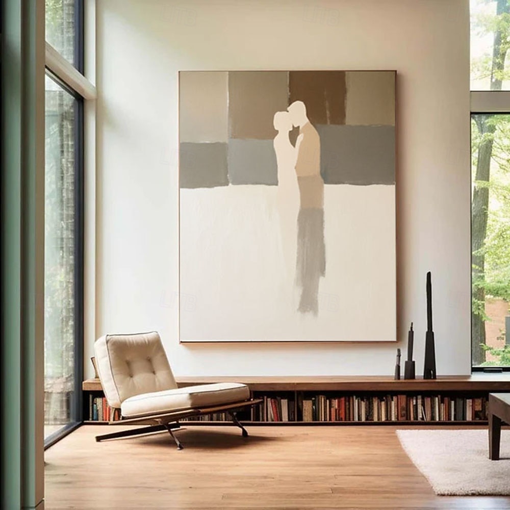 oil painting handmade Minimalist Couple Painting Abstract Love Line Canvas for Modern Romantic Decor Abstract Couple Wall Art Warm Tones Painting for Bedroom Decor 2026 - $100.99 –P1