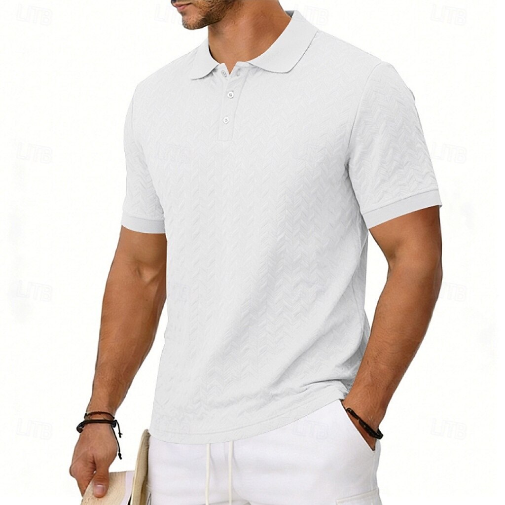 Men's Polo Polo Shirts Casual Street Lapel Short Sleeve Basic Modern Plain Lightweight Buttons Summer Spring Regular Fit Black White Khaki Dark Grey Army Green Polo 2026 - $21.99 –P12