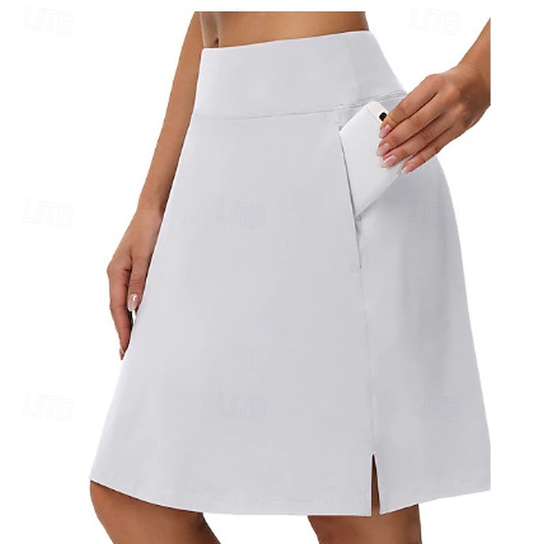 Femmes Couleur Unie Jupe décontractée Jupes de tennis avec shorts Jupe de sport Avec Poches Taille haute Élastique Évacuation de la transpiration Respirant Tennis Le golf Course Jupe Jupe-short Gris de 2026 ? $11.49 –P6