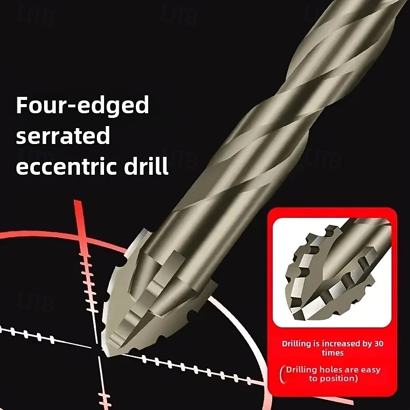 7PCS New Four-Flute Sawtooth Eccentric Drill Bit, 4 Flute Drill Bit Set, High-Strength Eccentric Twist Drill Bit, Serrated Masonry Drill Bits for Metal/Concrete/Glass/Brick/Tile/Wood 2026 - $20.99 –P4