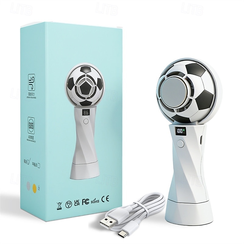 Soccer Handheld Fan, Portable Personal Mini Fan with LED Digital Display, USB-C Rechargeable Small Football Fan with Desk Base for Kids, Sports Fans, Travel, Office, Outdoor 2026 - $21.99 –P9