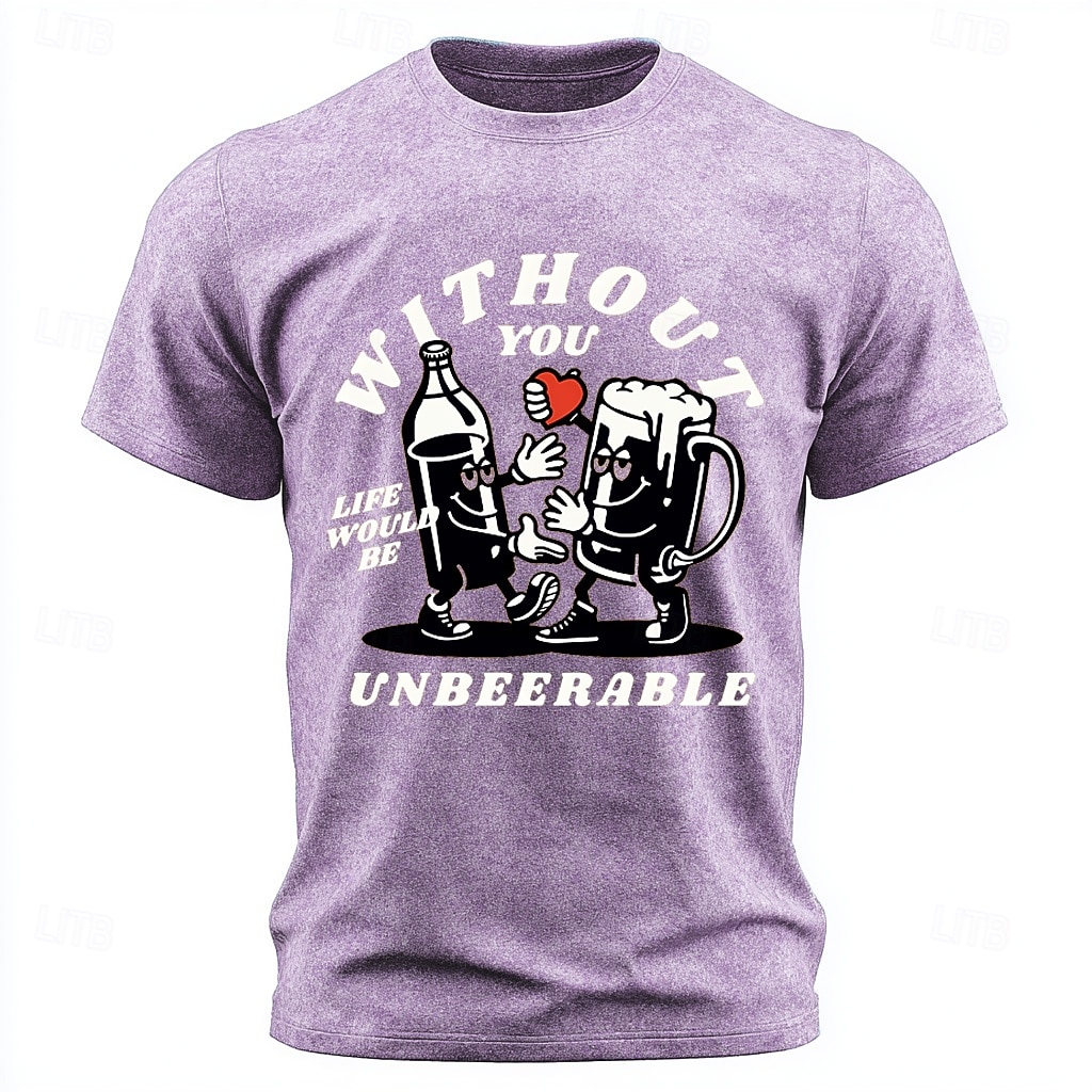 Men's Without You Life Would Be Unbeerable Acid Wash Funny Beer Pun Retro Cartoon T Shirt Tee Graphic Short Sleeve Regular Fit Crew Neck Party Bar Designer Clothing Apparel S M L XL XXL XXXL 2026 - $18.99 –P1