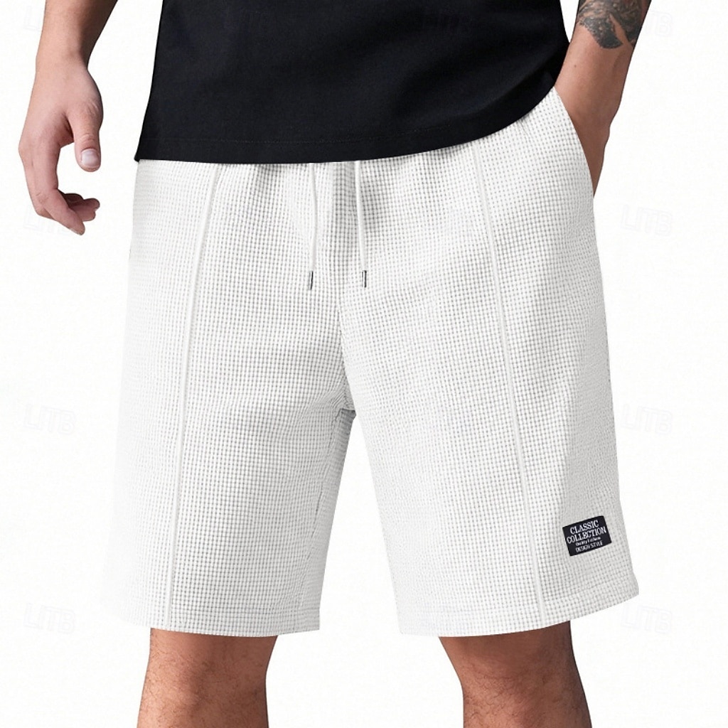 Hombre Pantalones cortos de gofres Pantalón corto Pantalones cortos de playa Pantalones cortos casuales Bolsillo Cintura elástica Plano Comodidad Transpirable Longitud de la rodilla Casual Exterior 2026 - $17.99 –P12