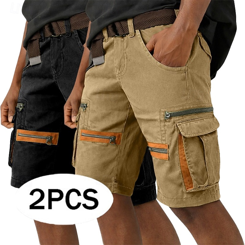 Homme Pantalon cargo Shorts cargo Shorts Short décontracté Avec Poches Taille Élastique Bloc de Couleur Uni Longueur Genou Occasionnel Extérieur Vêtements de rue Mode Streetwear Vert + Gris Noir de 2026 ? $51.99 –P5