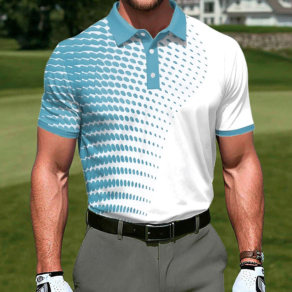 Per uomo Geometrico Golf Polo Sportivi Manica Corta Magliette polo Camicie con Colletto Casual Athleisure Stampa 3D Bottoni Estate Primavera Blu Giallo Viola del 2026 a $22.99 –P3