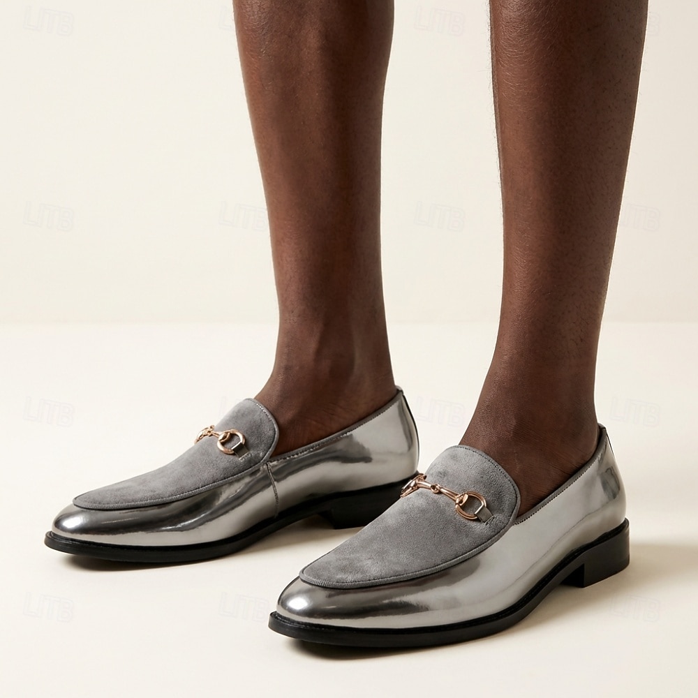 Mocassins gris et noirs à bout pointu pour homme, chaussures habillées élégantes et confortables, style tendance pour hommes, événements professionnels, mariages, fêtes et soirées. de 2026 ? $34.99 –P2
