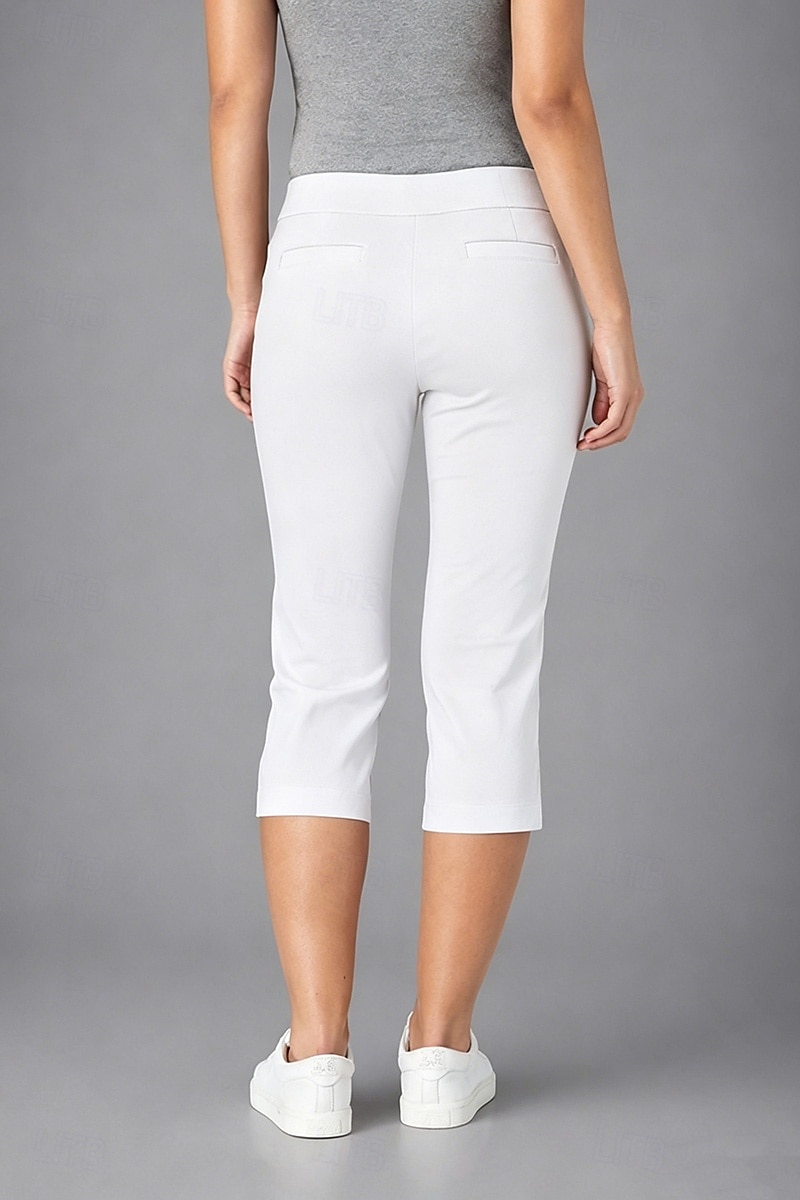 Dame Capri-bukser Leggings Elegant Ferie Grunnleggende Kalv lengde Høy Midje Helfarge Komfort Elastisk Daglig Svart Hvit Kakifarget Sommer Vår Bodycon topp 2026 - $27.99 –P8