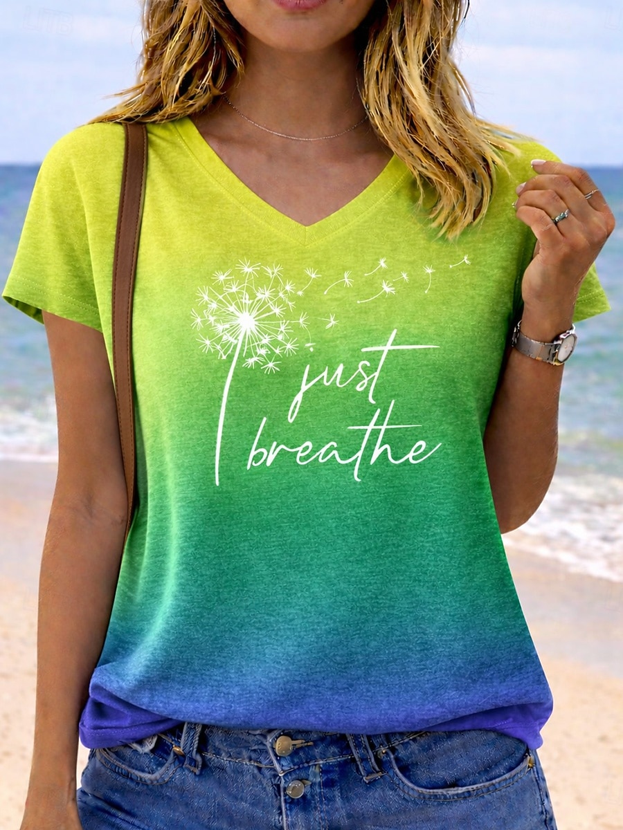 Femmes T-shirt Imprimé Graphique Lettre Équipe de football Élégant Classique Occasionnel Manche Courte Col en V Hauts Réguliers Occasionnel Quotidien Bleu Violet Orange Vert Bis Été Printemps de 2026 ? $21.99 –P3