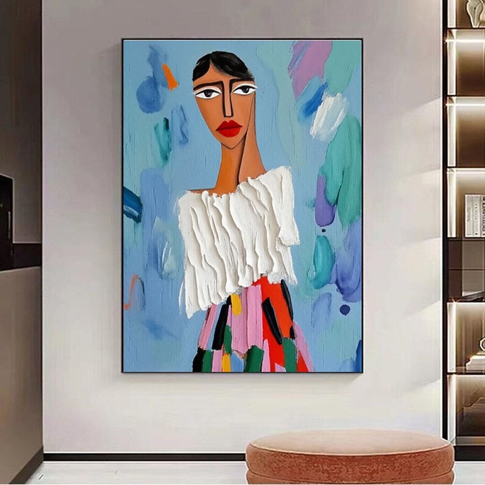 Hand Painted Abstract Portrait Woman Painting Oil Painting on Canvas ...