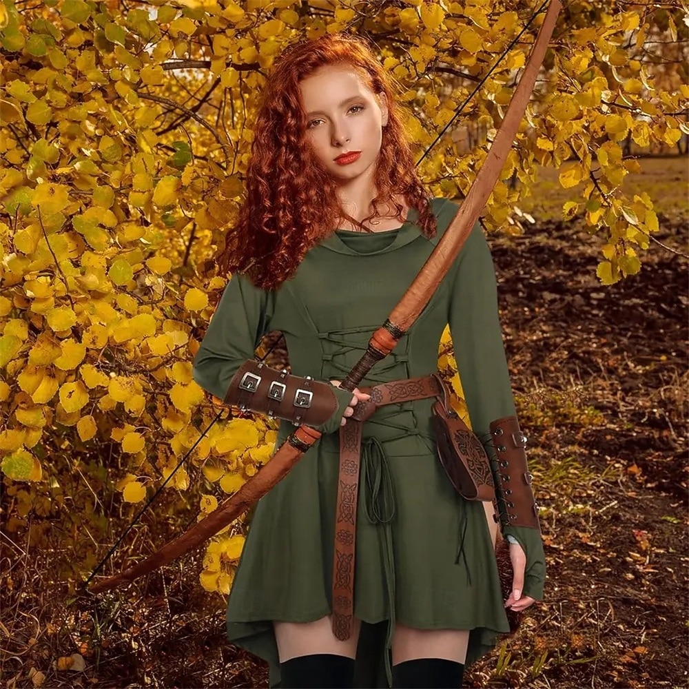 Medieval Renascentist extravagant Lungime scurtă Rochii Curea în Talie Șosete până la genunchi Mâneci Lungi Arcaș Cu Șiret Costume de fancy Pentru femei Fantezie Mascaradă Petrecere Târgul Renașterii 2026 - $59.99 –P1