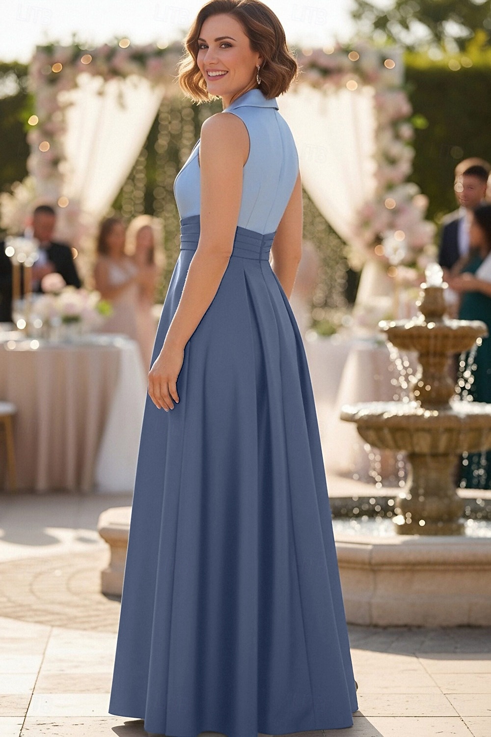 A-Line Floor Length Shirt Dress Wedding Guest Dress Formal Dresses Mother of the Bride Dress Sleeveless Long Sleeve V Neck Shirt Collar Elegant Vintage Wedding Guest Satin with Pleats Ruched 2026 - $149.99 –P2