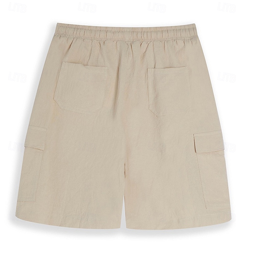 Short cargo en lin pour homme – longueur genou, taille élastique avec cordon de serrage, multipoches, confortable &respirant, décontracté, extérieur &vacances à la plage, noir & blanc de 2026 ? $35.99 –P10