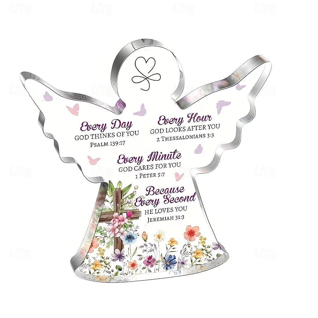 מתנה דתית מוטיבציונית אחת, פסוק תנ"ך, מתאימה לאמא, אחיות, חברות ועמיתים, קישוט שולחן עבודה אקרילי בצורת מלאך 2026 - $9.99 –P5