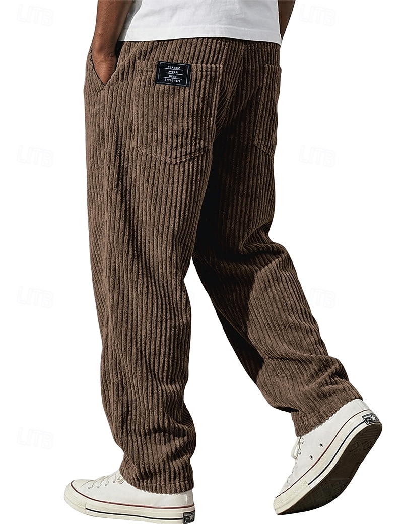 Bărbați Pantaloni Pantaloni Corduroy Pantaloni de iarnă Pantaloni casual Pantaloni largi Cordon Picior drept Culoare solidă Confort Απαλό Lungime totală Casual Zilnic În aer liber Modă Stil Clasic 2026 - $29.99 –P3