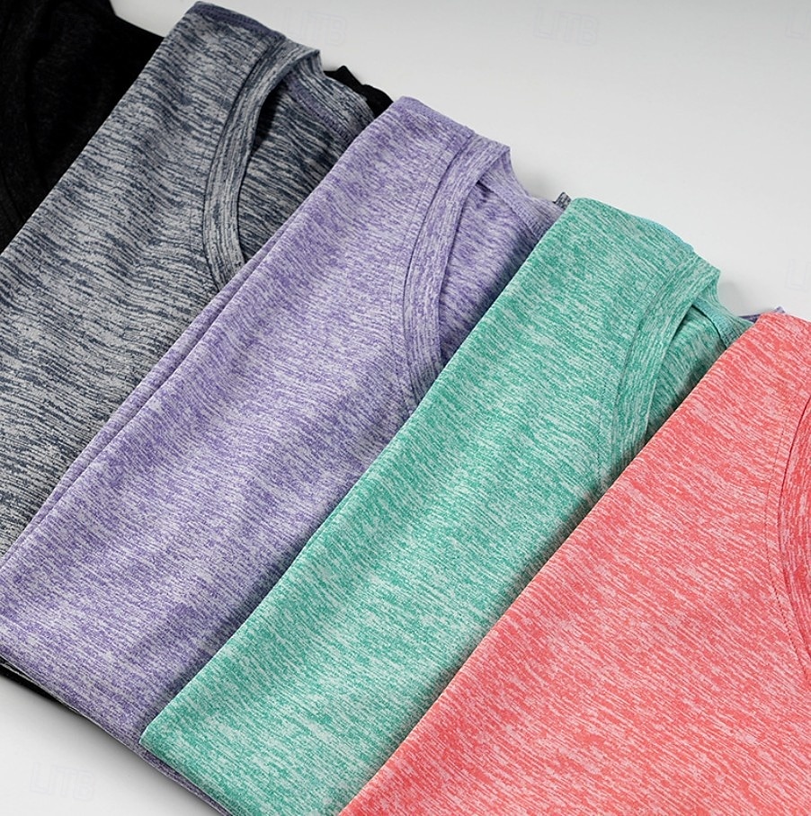 Femmes T-shirt Couleur Unie Élégant Basique Manche Courte Col en V Hauts Réguliers Occasionnel Sports Week-end Noir Vert Claire Rose Claire Violet Claire Gris Clair Été Printemps de 2026 ? $21.99 –P12