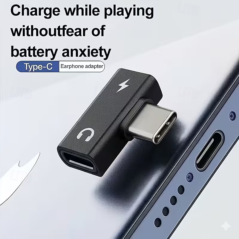 USB C to Dual USB C Adapter, 2 in 1 USB-C Headphone and Charger Adapter with DAC Chip Hi-Res Audio, PD Fast Charging Splitter Compatible with iPhone 17 Pro Max, iPad, Samsung Galaxy S26 Ultra Plus 2026 - $16.99 –P4