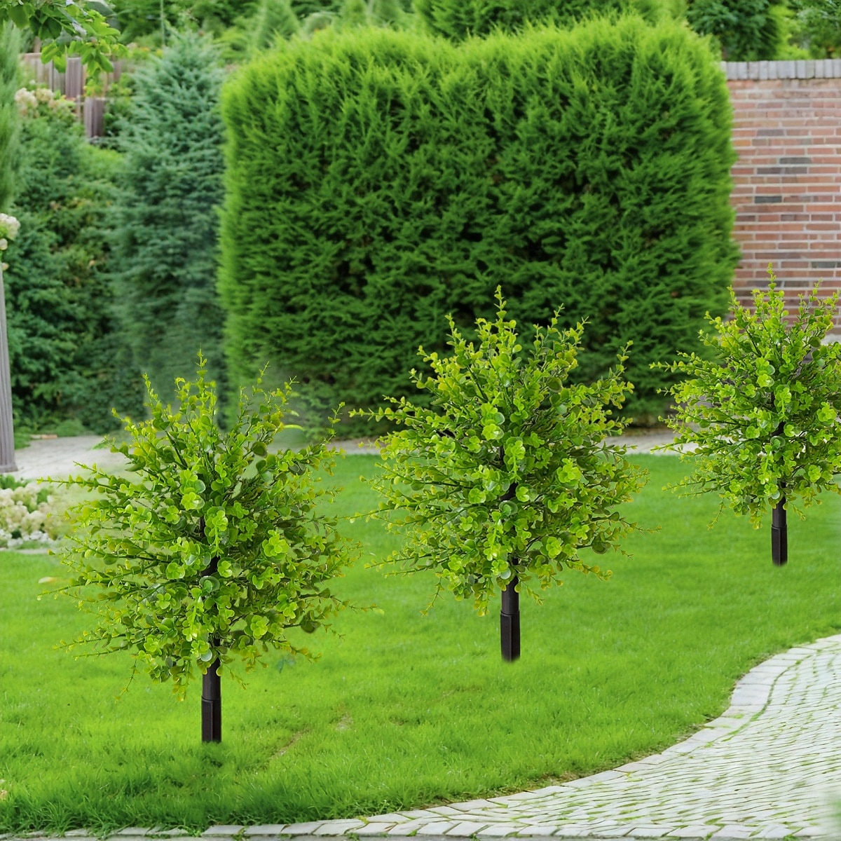 Umělý eukalyptus, 20palcový umělý eukalyptus s bodcem do země, realistická zeleň pro interiér/exteriér domu, terasy, zahrady a dekorace na fotografování. 2026 - $26.99 –P5