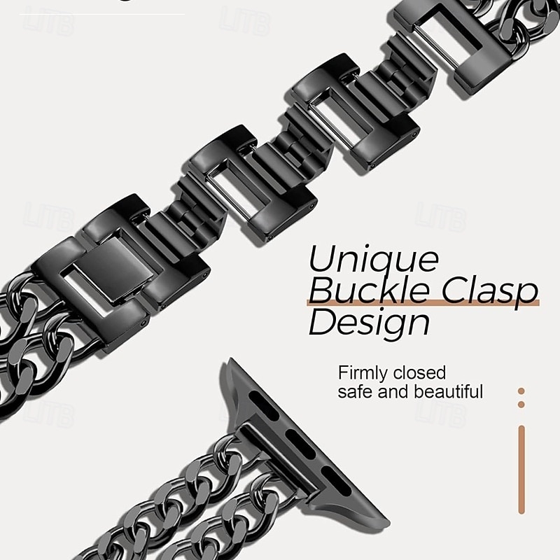 Jewelry Bracelet Compatible with Apple Watch band 38mm 40mm 41mm 42mm 44mm 45mm 46mm 49mm Glitter Double Chain Luxury Alloy Strap Replacement Wristband for iwatch Ultra 3 2 Series 11 10 9 8 7 SE 6 5 2026 - $16.99 –P10