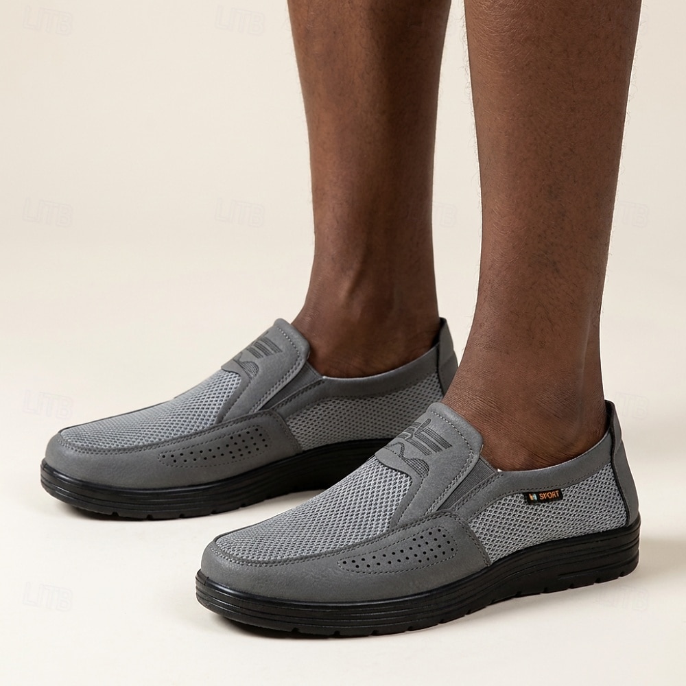 Men's Gray Slip-On Casual Loafers Breathable Lightweight Comfort Walking Shoes for Daily Wear, Travel, Commuting, Office and Smart Casual Style 2026 - $14.84 –P1